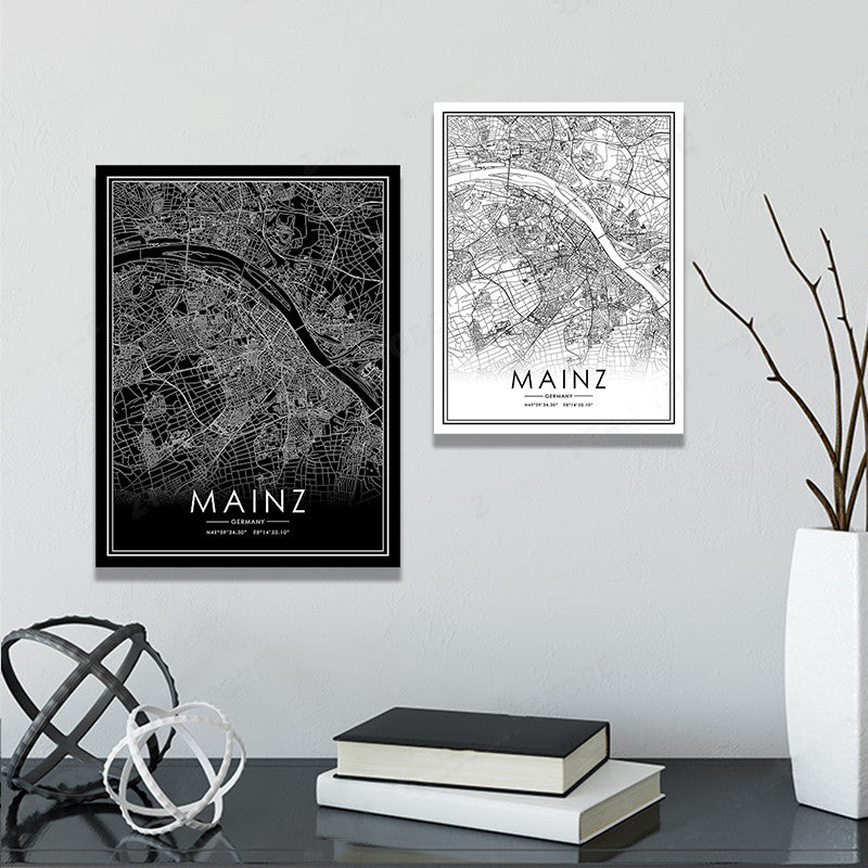 Map Printing Canvas Wall Art Picture Decorative Painting